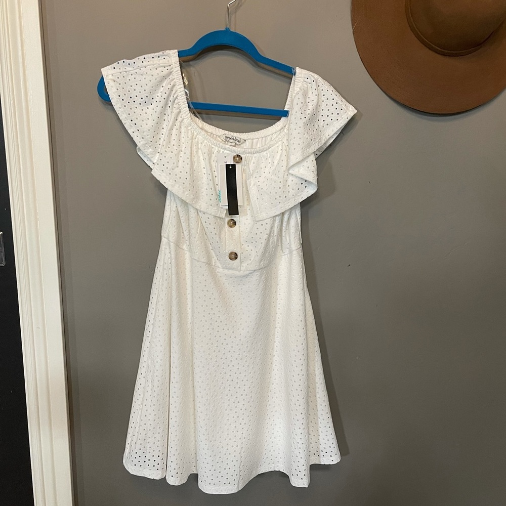 NWT Speechless Carillo Knit White Eyelet Off the Shoulder Dress M/L